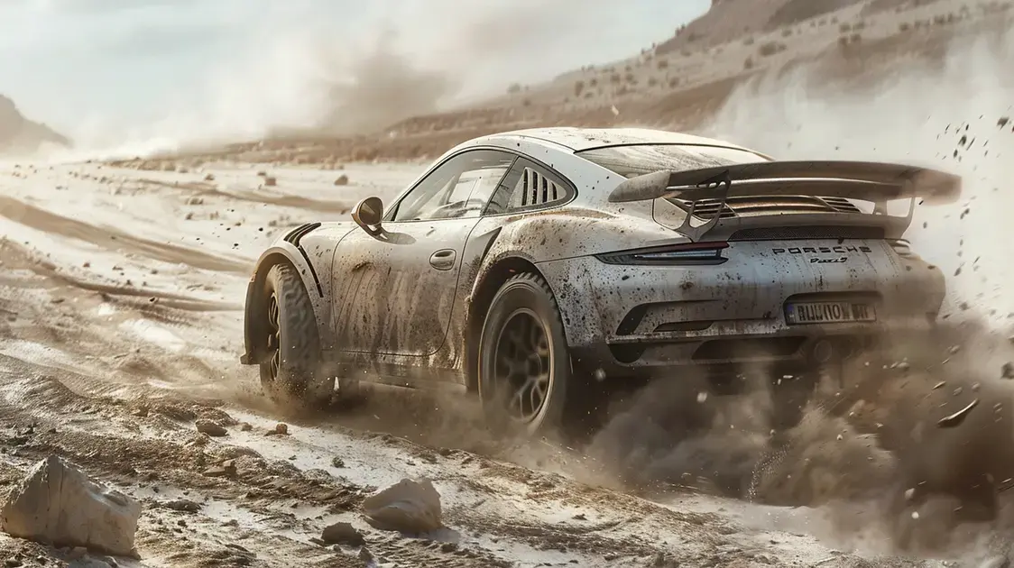 Detalhes e emoções ao guiar o Porsche 911 Dakar em paisagens cobertas de neve